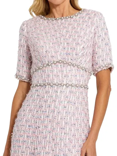 Mac Duggal Women's Beaded Tweed Midi-Dress - Pink Multi - Size 14 | Thumbnail 3 Mac Duggal Women's Beaded Tweed Midi-Dress - Pink Multi - Size 14 | Thumbnail 3