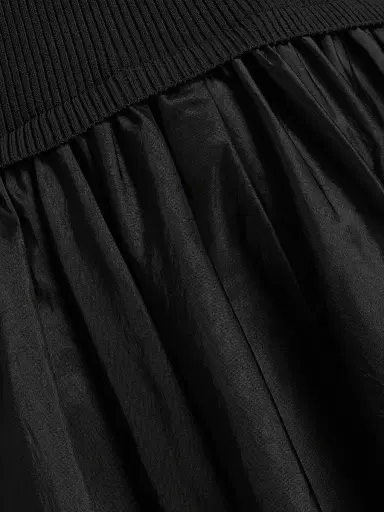 SIMKHAI Women's Kenlie Mixed-Media Bubble Skirt Midi-Dress - Black | Thumbnail 7 SIMKHAI Women's Kenlie Mixed-Media Bubble Skirt Midi-Dress - Black | Thumbnail 7