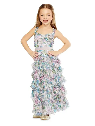 Mac Duggal Little Girl's & Girl's Sleeveless Tiered Ruffle Gown | Thumbnail 1 Mac Duggal Little Girl's & Girl's Sleeveless Tiered Ruffle Gown | Thumbnail 1