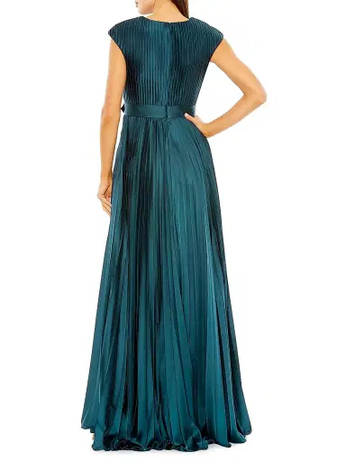 Mac Duggal Women's Ieena Satin Pleated Gown - Midnight - Size 16 | Thumbnail 2 Mac Duggal Women's Ieena Satin Pleated Gown - Midnight - Size 16 | Thumbnail 2