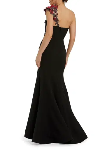 Mac Duggal Women's Embellished Floral Crepe Mermaid Gown - Black Multi - Size 14 | Thumbnail 2 Mac Duggal Women's Embellished Floral Crepe Mermaid Gown - Black Multi - Size 14 | Thumbnail 2