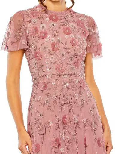 Mac Duggal Women's Sequined Floral Tulle Midi-Dress - Berry - Size 20 | Thumbnail 3 Mac Duggal Women's Sequined Floral Tulle Midi-Dress - Berry - Size 20 | Thumbnail 3