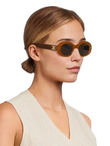 CELINE Women's Triomphe 52MM Oval Sunglasses - Dark Grey Cognac | Thumbnail 4 CELINE Women's Triomphe 52MM Oval Sunglasses - Dark Grey Cognac | Thumbnail 4