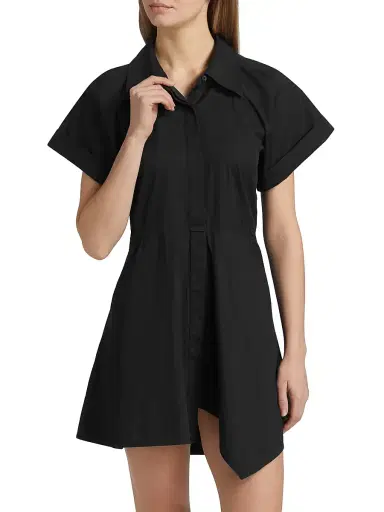 A.L.C. Women's Julie Asymmetric Cotton Mini-Shirtdress - Black | Thumbnail 3 A.L.C. Women's Julie Asymmetric Cotton Mini-Shirtdress - Black | Thumbnail 3