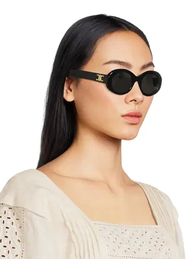 CELINE Women's Triomphe 52MM Oval Sunglasses - Black | Thumbnail 3 CELINE Women's Triomphe 52MM Oval Sunglasses - Black | Thumbnail 3