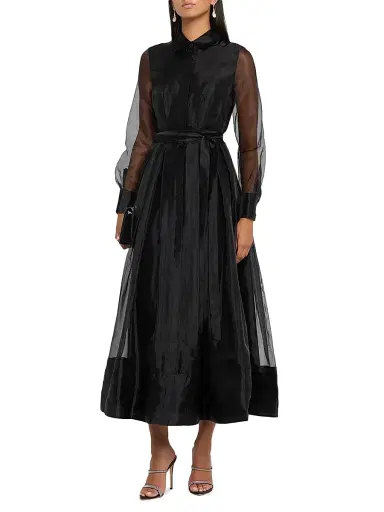 Simkhai Women's Montgomery Organza Button-Front Gown - Midnight | Thumbnail 2 Simkhai Women's Montgomery Organza Button-Front Gown - Midnight | Thumbnail 2