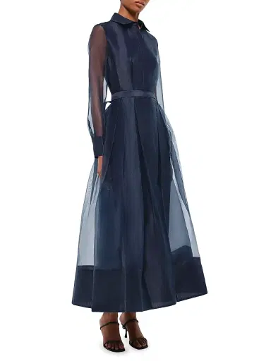 Simkhai Women's Montgomery Organza Button-Front Gown - Midnight | Thumbnail 3 Simkhai Women's Montgomery Organza Button-Front Gown - Midnight | Thumbnail 3
