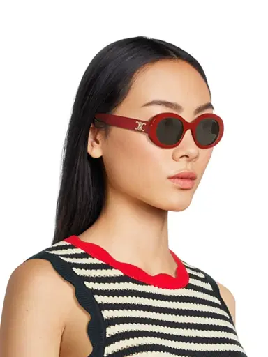 CELINE Women's Triomphe 52MM Oval Sunglasses - Red Smoke | Thumbnail 3 CELINE Women's Triomphe 52MM Oval Sunglasses - Red Smoke | Thumbnail 3
