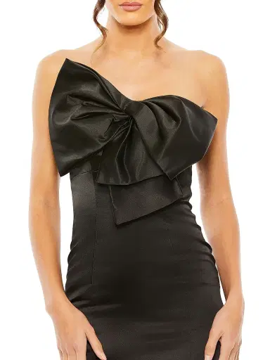 Mac Duggal Women's Satin Strapless Bow Mermaid Gown | Thumbnail 3 Mac Duggal Women's Satin Strapless Bow Mermaid Gown | Thumbnail 3
