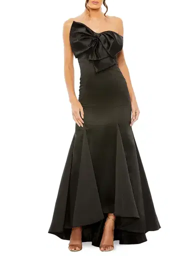 Mac Duggal Women's Satin Strapless Bow Mermaid Gown | Thumbnail 1 Mac Duggal Women's Satin Strapless Bow Mermaid Gown | Thumbnail 1