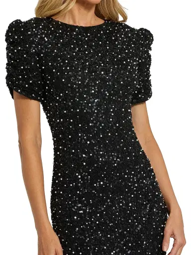 Mac Duggal Women's Beaded Short-Sleeve Gown - Black - Size 12 | Thumbnail 4 Mac Duggal Women's Beaded Short-Sleeve Gown - Black - Size 12 | Thumbnail 4