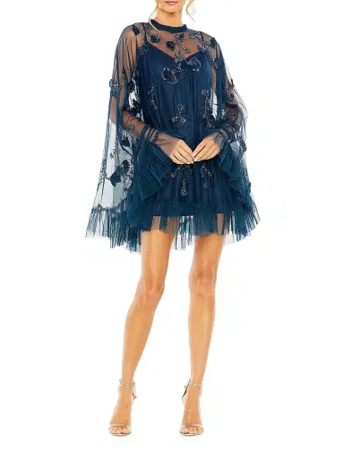 Mac Duggal Women's Mac Embellished Mesh A-Line Minidress - Twilight | Thumbnail 2 Mac Duggal Women's Mac Embellished Mesh A-Line Minidress - Twilight | Thumbnail 2