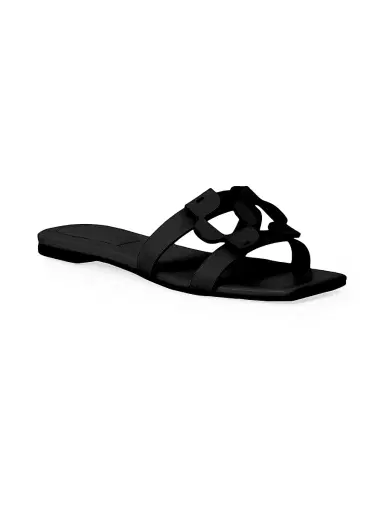 SIMKHAI Women's Simkhai Monogram Leather Sandals - Black | Thumbnail 2 SIMKHAI Women's Simkhai Monogram Leather Sandals - Black | Thumbnail 2