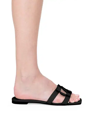 SIMKHAI Women's Simkhai Monogram Leather Sandals - Black | Thumbnail 4 SIMKHAI Women's Simkhai Monogram Leather Sandals - Black | Thumbnail 4