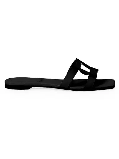 SIMKHAI Women's Simkhai Monogram Leather Sandals - Black | Thumbnail 1 SIMKHAI Women's Simkhai Monogram Leather Sandals - Black | Thumbnail 1