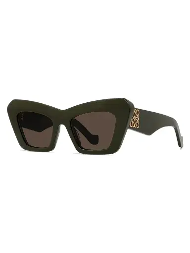 LOEWE Women's Anagram 51MM Cat-Eye Sunglasses - Dark Olive Green Brown | Thumbnail 2 LOEWE Women's Anagram 51MM Cat-Eye Sunglasses - Dark Olive Green Brown | Thumbnail 2