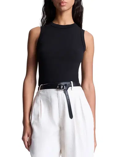 A.L.C. Women's Hadley Rib-Knit Cotton Tank - Black | Thumbnail 3 A.L.C. Women's Hadley Rib-Knit Cotton Tank - Black | Thumbnail 3