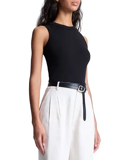 A.L.C. Women's Hadley Rib-Knit Cotton Tank - Black | Thumbnail 5 A.L.C. Women's Hadley Rib-Knit Cotton Tank - Black | Thumbnail 5