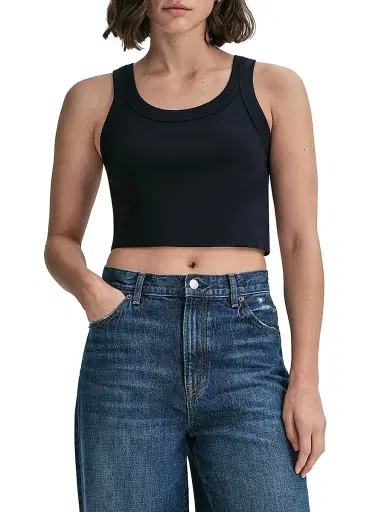 A.L.C. Women's Halsey Cotton Racerback Crop Tank - Black | Thumbnail 3 A.L.C. Women's Halsey Cotton Racerback Crop Tank - Black | Thumbnail 3