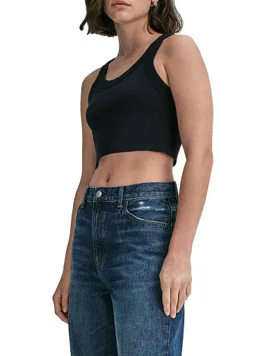 A.L.C. Women's Halsey Cotton Racerback Crop Tank - Black | Thumbnail 4 A.L.C. Women's Halsey Cotton Racerback Crop Tank - Black | Thumbnail 4