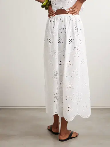Matteau Scalloped Broderie Anglaise Cotton Midi Skirt | Thumbnail 3 Matteau Scalloped Broderie Anglaise Cotton Midi Skirt | Thumbnail 3