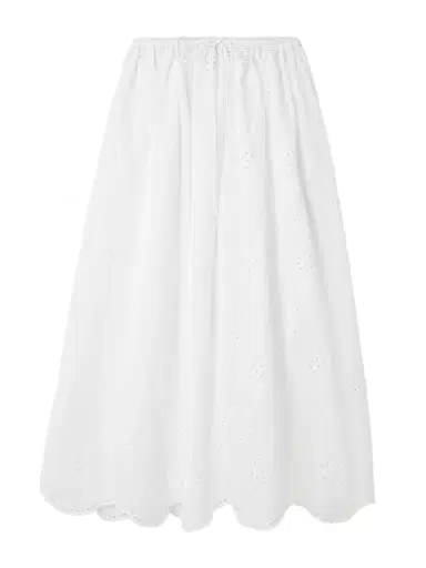 Matteau Scalloped Broderie Anglaise Cotton Midi Skirt | Thumbnail 1 Matteau Scalloped Broderie Anglaise Cotton Midi Skirt | Thumbnail 1