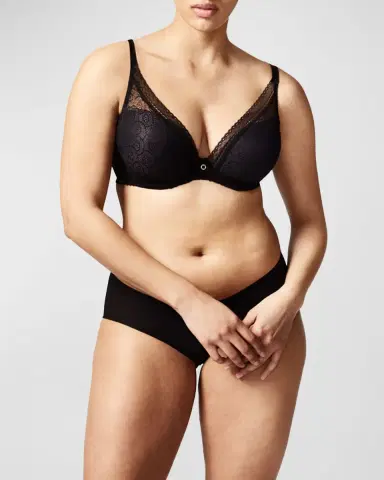 Chantelle Festivite Lace Plunge Bra, Bright Pink | Thumbnail 3 Chantelle Festivite Lace Plunge Bra, Bright Pink | Thumbnail 3