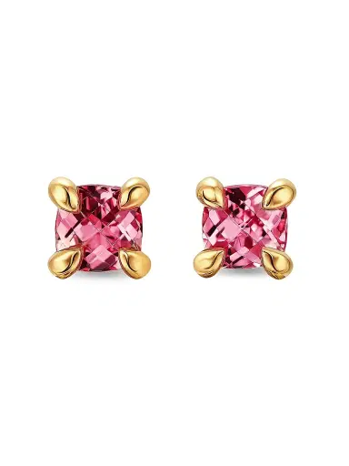 David Yurman Women's Micro Chatelaine Stud Earrings in 18K Yellow Gold - Pink Tourmaline | Thumbnail 1 David Yurman Women's Micro Chatelaine Stud Earrings in 18K Yellow Gold - Pink Tourmaline | Thumbnail 1
