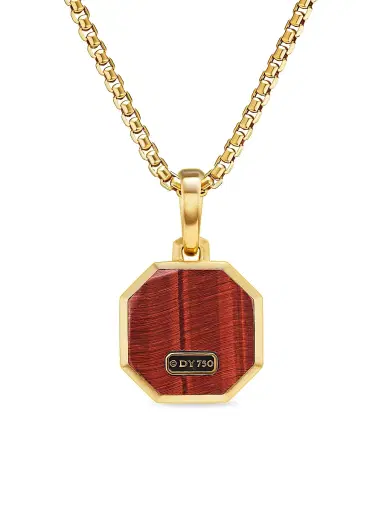 David Yurman Men's Faceted Stone Amulet in 18K Yellow Gold - Red Tigers Eye | Thumbnail 4 David Yurman Men's Faceted Stone Amulet in 18K Yellow Gold - Red Tigers Eye | Thumbnail 4