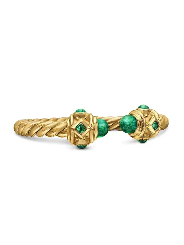 Women's Renaissance Open Ring in 18K Gold With Gemstones - Emerald Women's Renaissance Open Ring in 18K Gold With Gemstones - Emerald