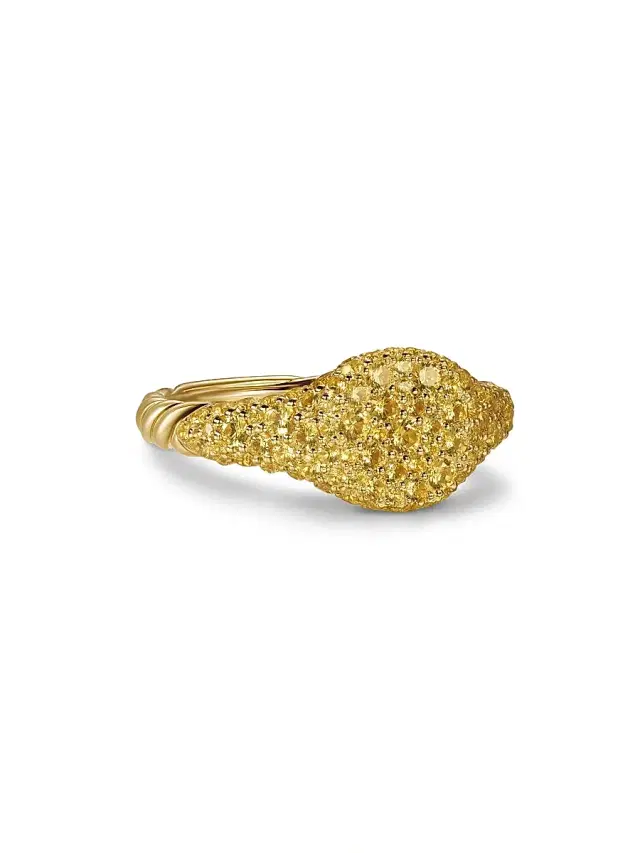 Women's Petite Pavé Pinky Ring in 18K Yellow Gold - Yellow Sapphire Women's Petite Pavé Pinky Ring in 18K Yellow Gold - Yellow Sapphire