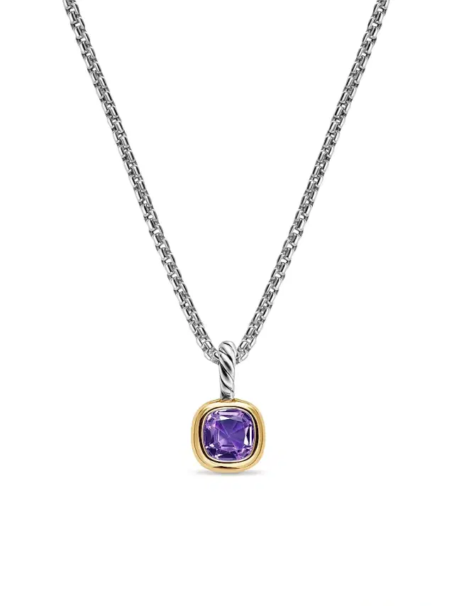 Women's Mini Cushion Cut Amulet in Sterling Silver - Amethyst Women's Mini Cushion Cut Amulet in Sterling Silver - Amethyst