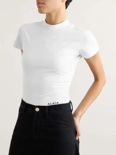 Alaïa Embroidered Stretch-cotton Jersey Bodysuit | Thumbnail 3 Alaïa Embroidered Stretch-cotton Jersey Bodysuit | Thumbnail 3