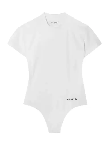 Alaïa Embroidered Stretch-cotton Jersey Bodysuit | Thumbnail 1 Alaïa Embroidered Stretch-cotton Jersey Bodysuit | Thumbnail 1