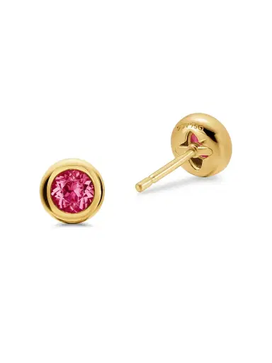 David Yurman Women's Bezel Set Stud Earrings in 18K Yellow Gold - Pink Tourmaline | Thumbnail 3 David Yurman Women's Bezel Set Stud Earrings in 18K Yellow Gold - Pink Tourmaline | Thumbnail 3