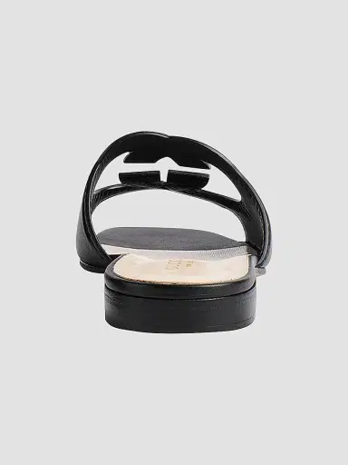 Gucci Women's GG Cut-Out Leather Slides - Black Sandals | Thumbnail 4 Gucci Women's GG Cut-Out Leather Slides - Black Sandals | Thumbnail 4