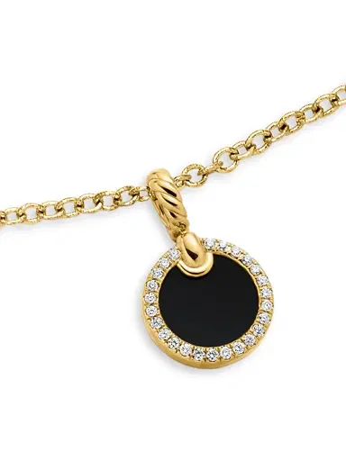David Yurman Women's Petite Elements Pendant Necklace in 18K Yellow Gold with Pavé Diamonds - Black Onyx | Thumbnail 5 David Yurman Women's Petite Elements Pendant Necklace in 18K Yellow Gold with Pavé Diamonds - Black Onyx | Thumbnail 5