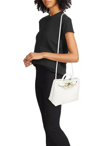 Bottega Veneta Women's Andiamo Intrecciato Leather Top-Handle Bag - White | Thumbnail 2 Bottega Veneta Women's Andiamo Intrecciato Leather Top-Handle Bag - White | Thumbnail 2