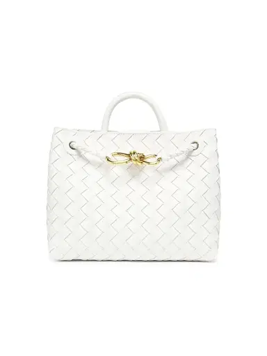 Bottega Veneta Women's Andiamo Intrecciato Leather Top-Handle Bag - White | Thumbnail 1 Bottega Veneta Women's Andiamo Intrecciato Leather Top-Handle Bag - White | Thumbnail 1