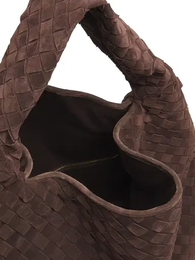 Bottega Veneta Women's Large Hop Intrecciato Suede Hobo Bag - Fondant Brass | Thumbnail 4 Bottega Veneta Women's Large Hop Intrecciato Suede Hobo Bag - Fondant Brass | Thumbnail 4