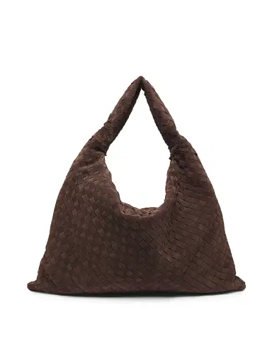 Bottega Veneta Women's Large Hop Intrecciato Suede Hobo Bag - Fondant Brass | Thumbnail 1 Bottega Veneta Women's Large Hop Intrecciato Suede Hobo Bag - Fondant Brass | Thumbnail 1