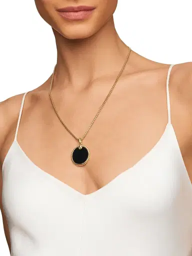 David Yurman Women's DY Elements Disc Pendant in 18K Yellow Gold - Black Onyx | Thumbnail 2 David Yurman Women's DY Elements Disc Pendant in 18K Yellow Gold - Black Onyx | Thumbnail 2