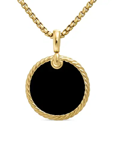 David Yurman Women's DY Elements Disc Pendant in 18K Yellow Gold - Black Onyx | Thumbnail 1 David Yurman Women's DY Elements Disc Pendant in 18K Yellow Gold - Black Onyx | Thumbnail 1