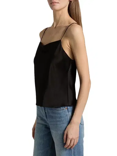 ALICE + OLIVIA Women's Harmon Draped Satin Tank Top - Black | Thumbnail 4 ALICE + OLIVIA Women's Harmon Draped Satin Tank Top - Black | Thumbnail 4