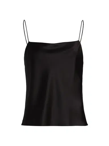 ALICE + OLIVIA Women's Harmon Draped Satin Tank Top - Black | Thumbnail 1 ALICE + OLIVIA Women's Harmon Draped Satin Tank Top - Black | Thumbnail 1