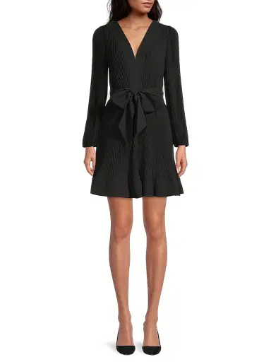 Milly Women's Liv Pleated Belted Minidress - Black - Size 12 | Thumbnail 2 Milly Women's Liv Pleated Belted Minidress - Black - Size 12 | Thumbnail 2