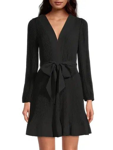 Milly Women's Liv Pleated Belted Minidress - Black - Size 12 | Thumbnail 3 Milly Women's Liv Pleated Belted Minidress - Black - Size 12 | Thumbnail 3