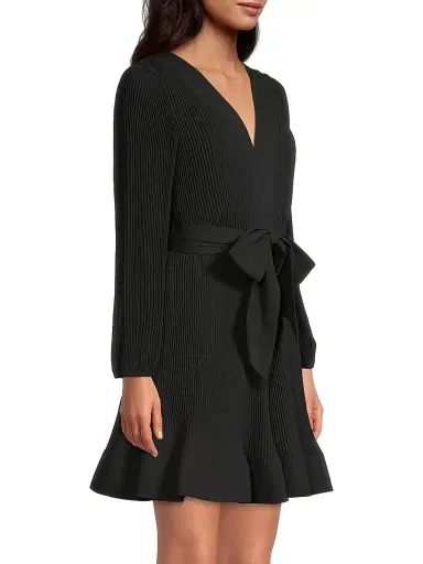 Milly Women's Liv Pleated Belted Minidress - Black - Size 12 | Thumbnail 4 Milly Women's Liv Pleated Belted Minidress - Black - Size 12 | Thumbnail 4
