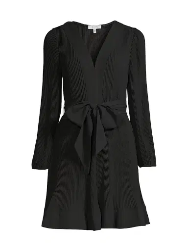 Milly Women's Liv Pleated Belted Minidress - Black - Size 12 | Thumbnail 1 Milly Women's Liv Pleated Belted Minidress - Black - Size 12 | Thumbnail 1