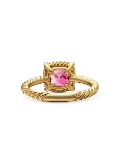 David Yurman Women's Petite Chatelaine Pavé Bezel Ring in 18K Yellow Gold with Diamonds - Pink Tourmaline | Thumbnail 6 David Yurman Women's Petite Chatelaine Pavé Bezel Ring in 18K Yellow Gold with Diamonds - Pink Tourmaline | Thumbnail 6
